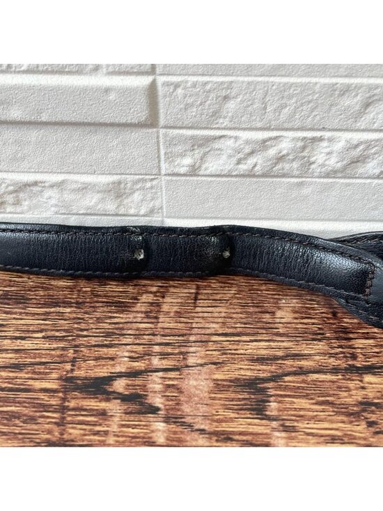 Celine Leather Triomphe Logo Gold Belt Black